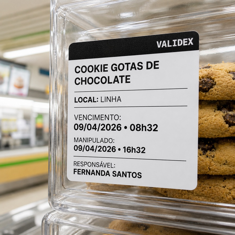 Etiqueta Validex aplicada — Loja Subway.